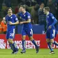 Shinji Okazaki bersama para pemain Leicester merayakan gol ke gawang Newcastle dalam lanjutan Liga Inggris, Selasa (15/3/2016). (Liputan6.com/Reuters / Darren Staples Livepic)