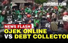 VIDEO: Sopir Ojek Online Bentrok Dengan Debt Collector di Sawah Besar