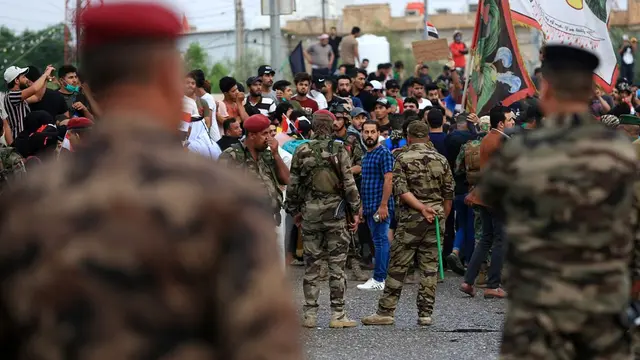 Demonstrasi di Irak pada 28 Oktober 2019 (Nabil al-Jurani / AP PHOTO)