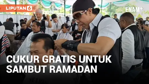 VIDEO: Sambut Bulan Ramadan, Ratusan Tukang Cukur Gelar Cukur Gratis di Surabaya