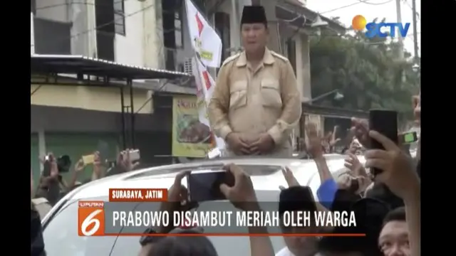 Dalam safari politik di Surabaya, Prabowo Subianto kunjungi Pondok Pesantren Majelis Taklim Tambak Deres  dan tengok Ahmad Dhani.