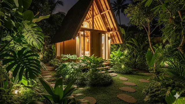 Rumah Kayu Beratap Segitiga