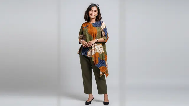 Model Atasan Batik Casual untuk Wanita Blouse Batik Asimetris