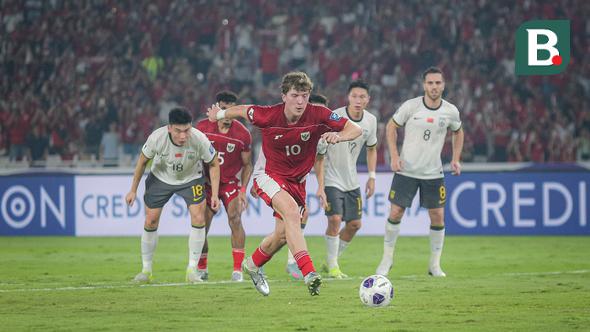 Striker Timnas Indonesia, Ole Romeny, mencetak gol kemenangan skuad Garuda atas China di Stadion Utama Gelora Bung Karno, Jakarta, Kamis (5/6/2025). (Bola.com/Bagaskara Lazuardi)