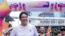 <p>Ekspresi bahagia Menteri Keuangan, Purbaya Yudhi Sadewa, setelah melewati garis finis dalam ajang Run for Journalism 2025 yang berlangsung di Unika Atma Jaya, Jakarta, Minggu (16/11/2025). (Bola.com/Bagaskara Lazuardi)</p>
