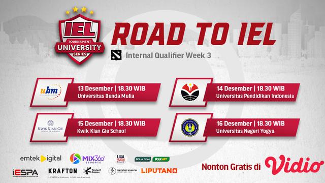 Link Live Streaming Road to IEL University Season 4 : Dota 2 Internal Qualifier Matchweek 3 di Vidio