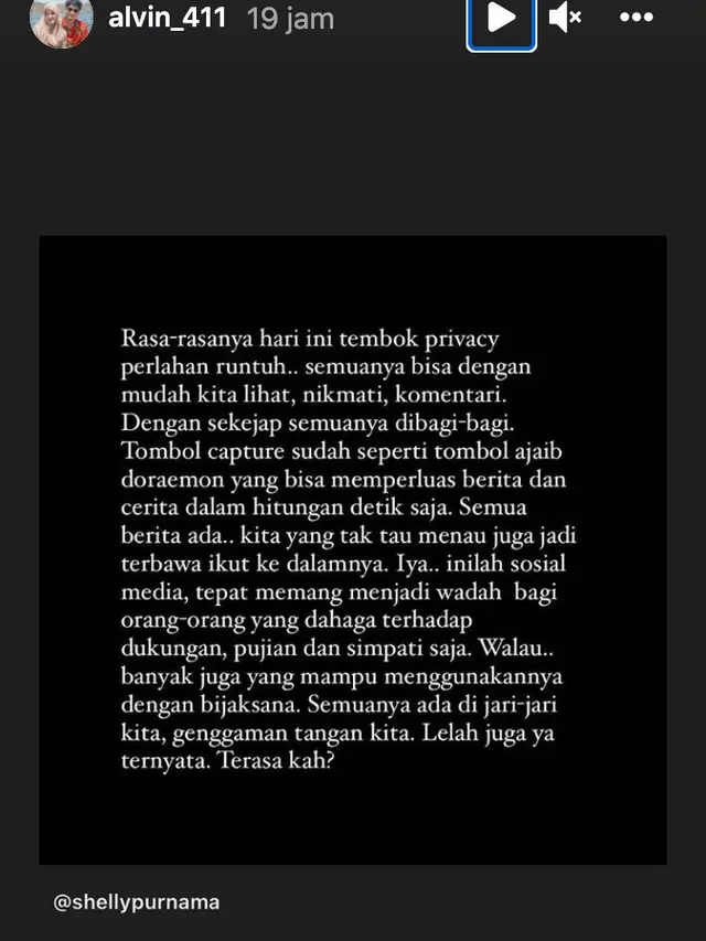 Unggahan Alvin Faiz. (Foto: Instagram @alvin_411)