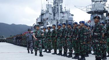 Gagah dan sangarnya pasukan TNI gelar apel siap amankan Laut Natuna dari kapal China.