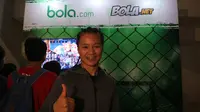 Petarung putri Indonesia di One Championship, Priscilla Hertati Lumban Gaol di booth Bola.com di Istora, Senayan, Sabtu (19/1/2019). (Bola.com/Wiwig Prayugi)