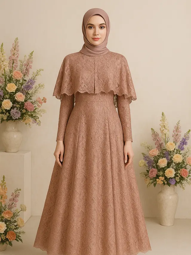 Model Gamis Brokat Elegan Ini Bikin Kamu Tampil Anggun di Kondangan