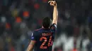 Gelandang Bayern Munchen, Corentin Tolisso berselebrasi usai mencetak gol ke gawang Crvena Zvezda pada pertandingan Grup B Liga Champions di Stadion Rajko Mitic, Belgrade, Serbia (26/11/2019). Munchen menang telak 0-6 atas Crvena Zvezda. (AP Photo/Darko Vojinovic)