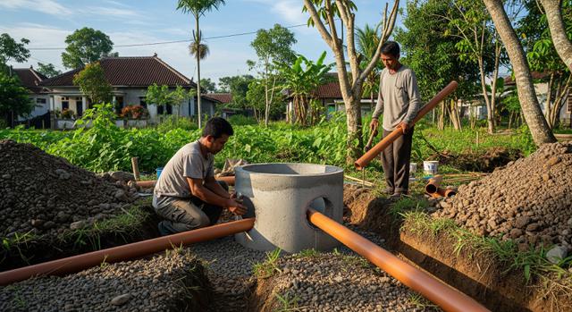 5. Memasang Saluran Air Masuk dan Keluar
