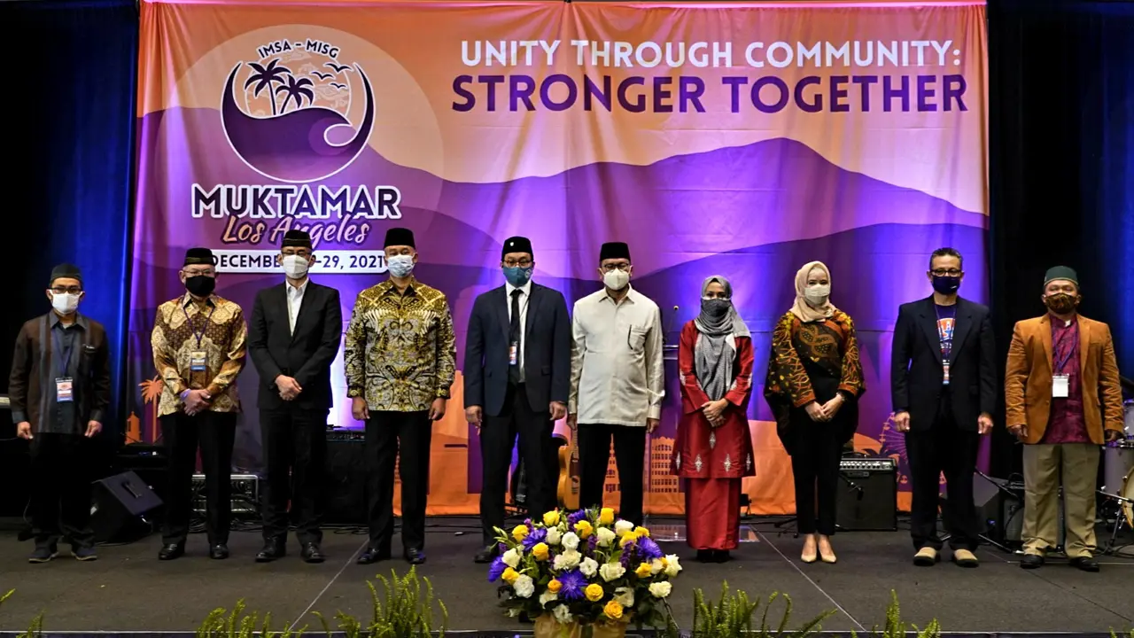 Rosan Perkasa Roeslani saat membuka secara resmi Muktamar Indonesian Muslim Society in America (IMSA) – Malaysian Islamic Student Group (MISG) (KBRI Washington D.C)