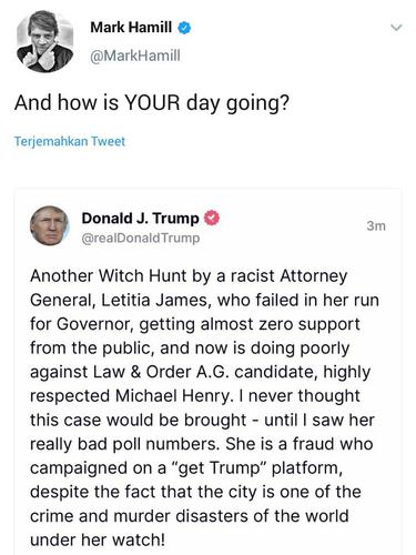 Respon Mark Hamill (Foto; Screenshot Twitter @MarkHamill)