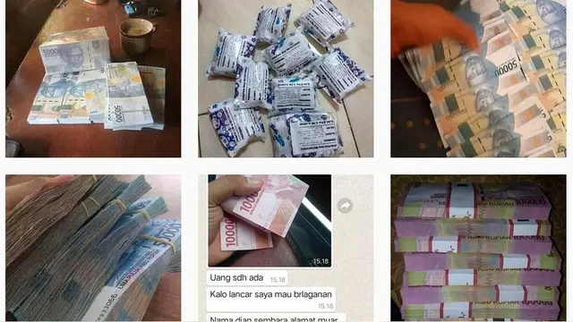 Tangkapan layar penjualan uang palsu di media sosial.