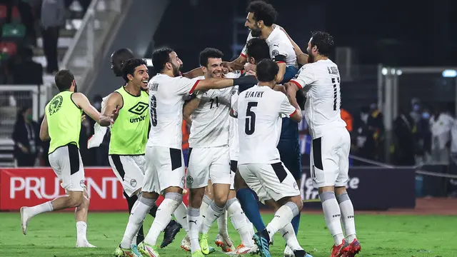 Selebrasi Mesir saat lolos ke final Piala Afrika 2021