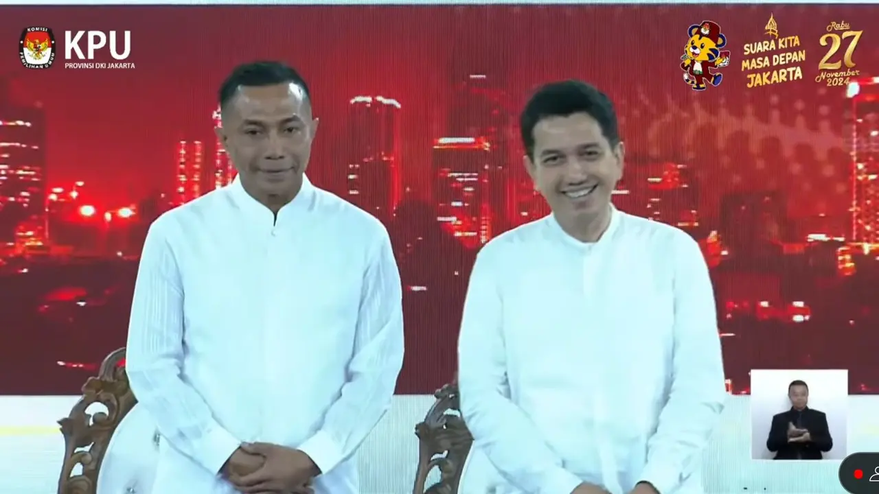 Calon gubernur dan wakil gubernur Jakarta, nomor urut 2, Dharma Pongrekun dan Kun Wardhana.