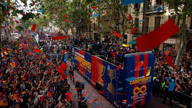 Juara La Liga Spanyol, Begini Keseruan Parade Barcelona