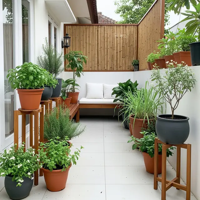 9 Desain Teras Minimalis Tanpa Halaman dengan Kebun Pot, Solusi Hijau di Lahan Terbatas
