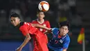 <p>Pada laga ini timnas Indonesia U-22 tak bisa menurunkan bek kiri Pratama Arhan yang diganjar kartu merah di semifinal. (Nhac NGUYEN / AFP)</p>