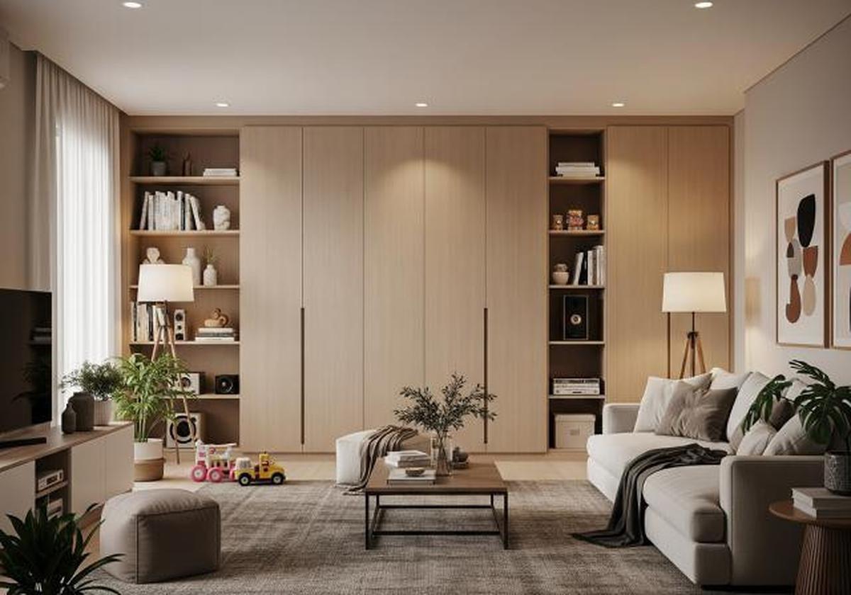 Area di Balik Furnitur yang Menempel Dinding