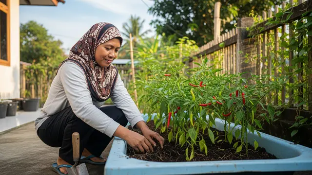 Ide Kebun Cabai dari Bekas Bak Mandi Plastik Tidak Terpakai, Ini Cara Membuatnya