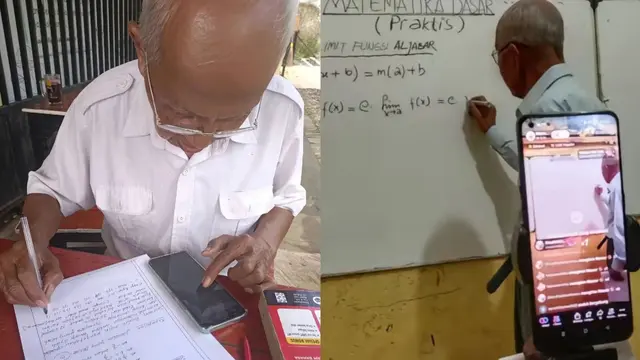 Seorang pensiunan yang dipanggil Pak Melan tengah viral sebagai Mbah Matematika