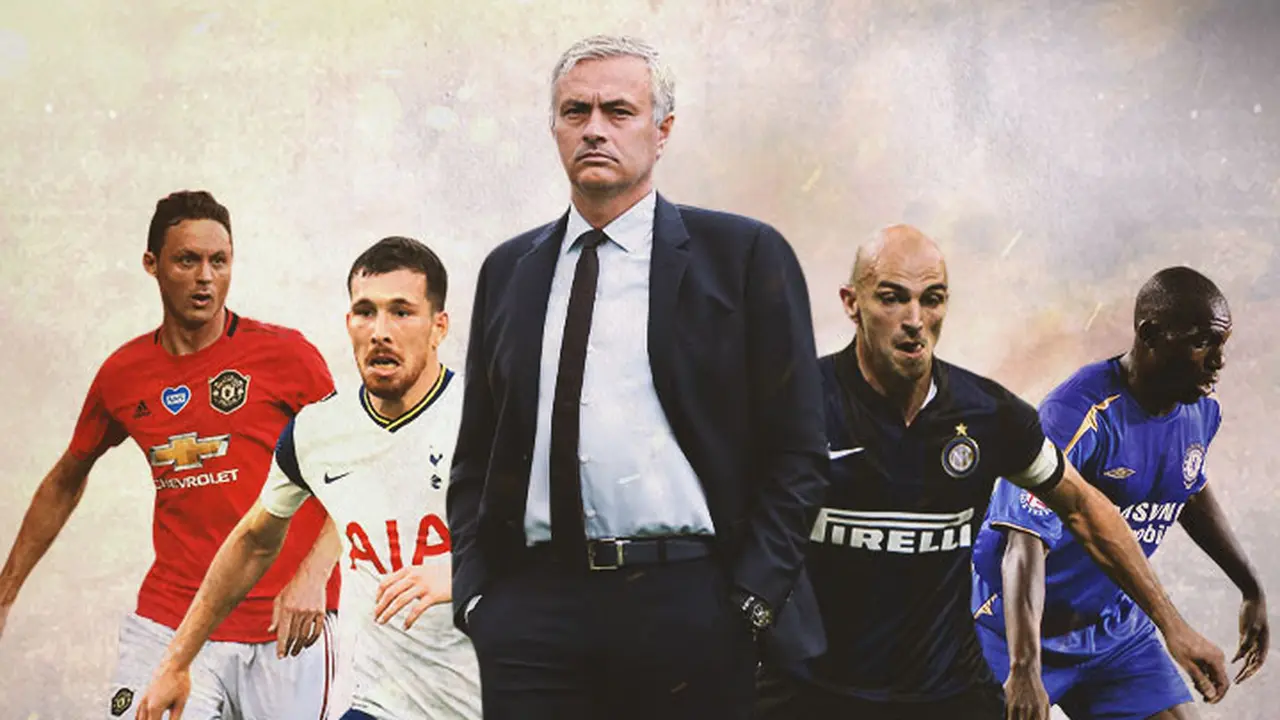 Ilustrasi - Jose Mourinho, Nemanja Matic, Pierre-Emile Hojbjerg, Esteban Cambiasso, Geremi