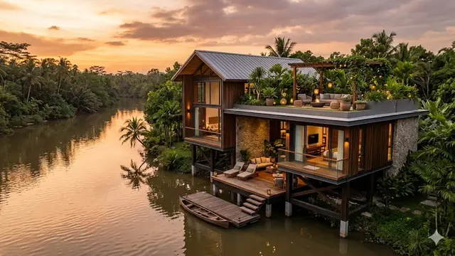 Contoh Rumah di Pinggir Sungai