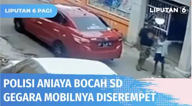 Terekam CCTV, seorang polisi menganiaya bocah SD berusia 10 tahun hanya karena mobilnya terserempet sepeda korban. Bocah malang tersebut dipukul dan ditendang hingga tersungkur.