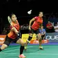 Ganda putri Indonesia Greysia Polii/Nitya Krishinda Maheswari lolos ke semifinal Singapore Open Super Series 2016. (Liputan6.com/Humas PB PBSI)