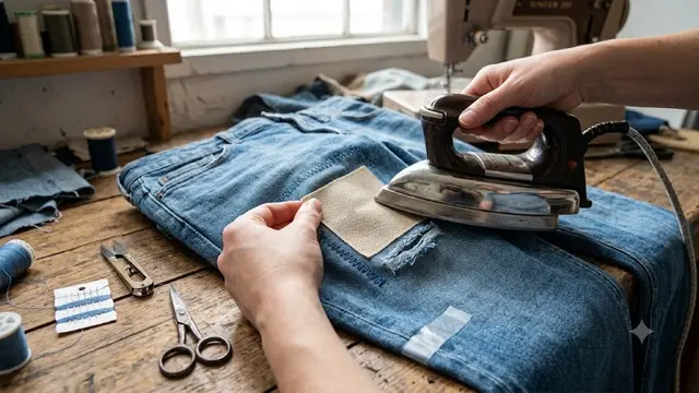 Cara Menambal Celana Jeans Bolong dengan Clear Tape