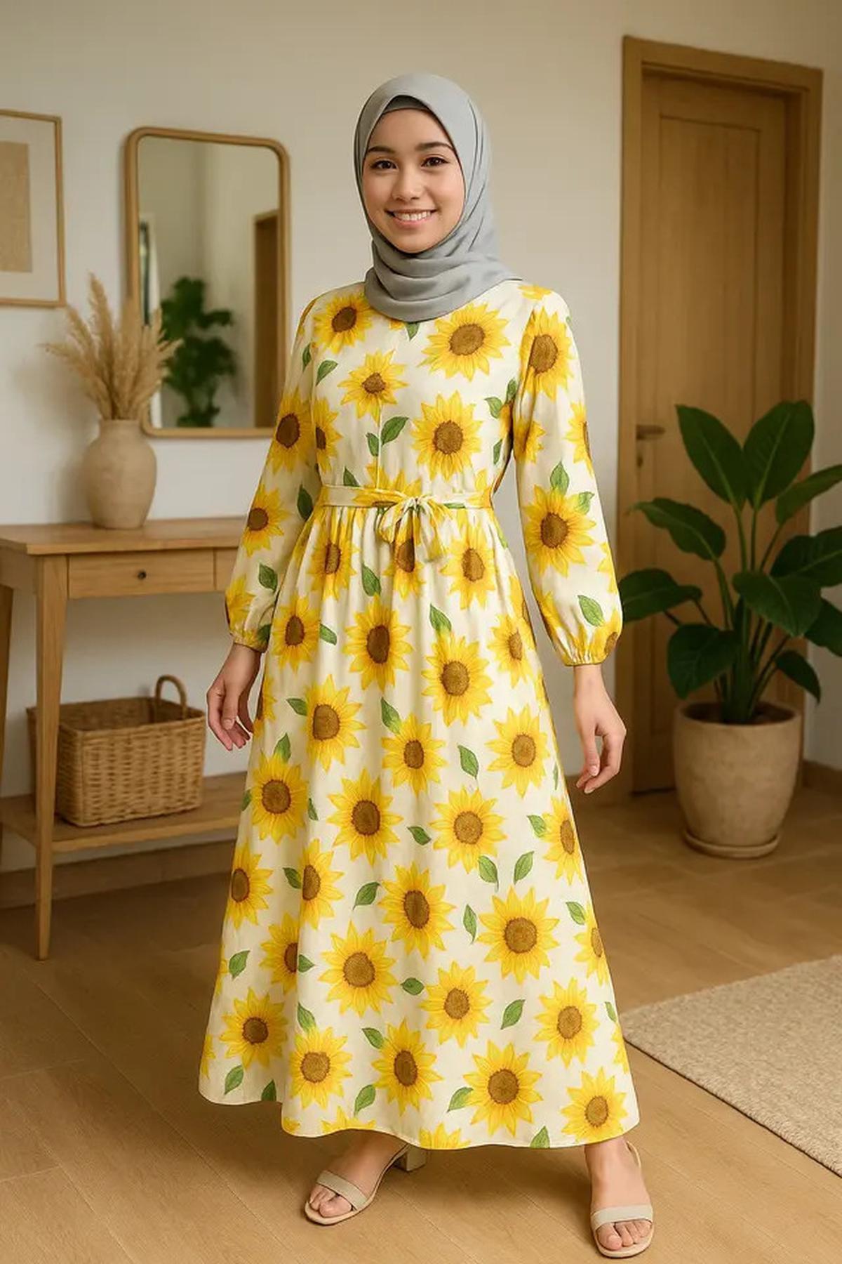 7 Model Gamis Motif Bunga yang Memikat Hati, Tampilan Gaya Feminin Tapi Stylish