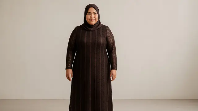 Model Dress Brokat untuk Orang Gemuk dan Pendek Berhijab/Ilustrasi gambar AI