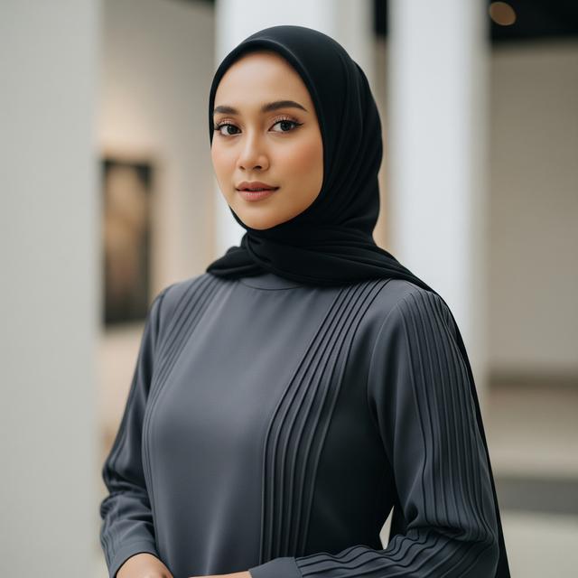 10. Abaya Potongan Ramping dan Aksen Minimalis