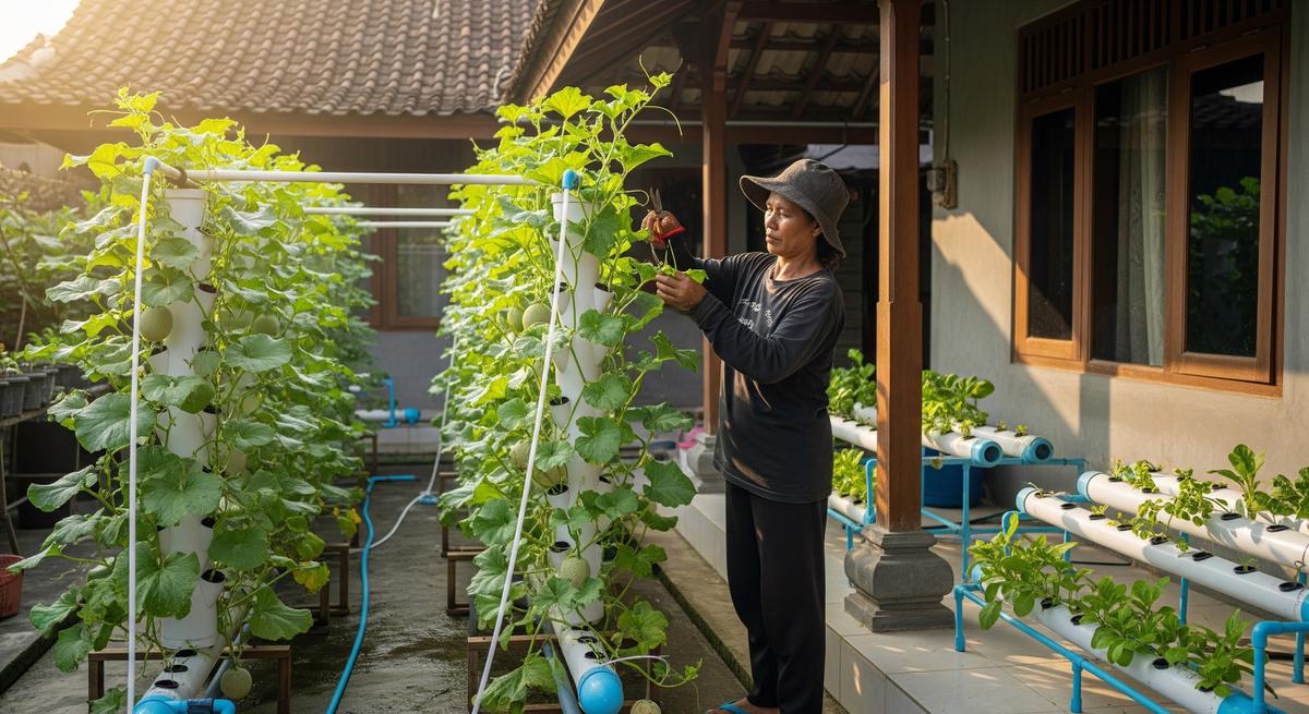 Ilustrasi Tips Efisiensi Berkebun Melon untuk Petani Sibuk/Gemini AI