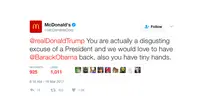 Disusupi, Akun Twitter McDonald's Serang Donald Trump