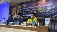 Ketua Majelis Ulama Indonesia (MUI) Bidang Fatwa Asrorun Niam Sholeh mengungkap, ratusan ribu sertifikasi halal sudah disidangkan sepanjang tahun 2022. (Liputan6.com/Muhammad Pradityo Priyasmoro)