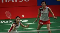 Ganda putri Jepang, Misaki Matsutomo/Ayaka Takahashi, menjadi juara di Indonesia Masters 2019 setelah mengalahkan wakil Korea Selatan. (AFP/Bay Ismoyo)