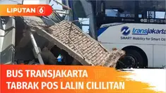 Kecelakaan bus Transjakarta kembali terjadi. Akibat pedal gas tertimpa dongkrak, bus Transjakarta hilang kendali dan menabrak pos lalu lintas di Cililitan, Jakarta Timur. Seorang petugas pengatur lalu lintas Transjakarta terluka karena terserempet bu...