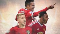 Manchester United - Donny van de Beek, Memphis Depay, Robin van Persie (Bola.com/Adreanus Titus)