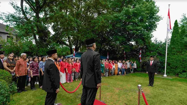 Yulian Marco Fonza Awairaro atau biasa disapa Marco jadi pemimpin upacara 17 Agustus 2019 di Toronto, Kanada (KJRI Toronto)