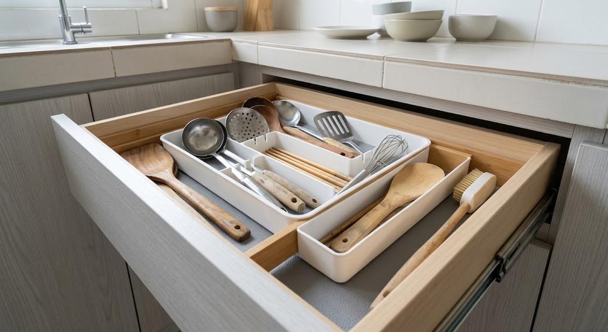 Tips Menata Peralatan Memasak Bertangkai Panjang agar Tidak Memenuhi Laci