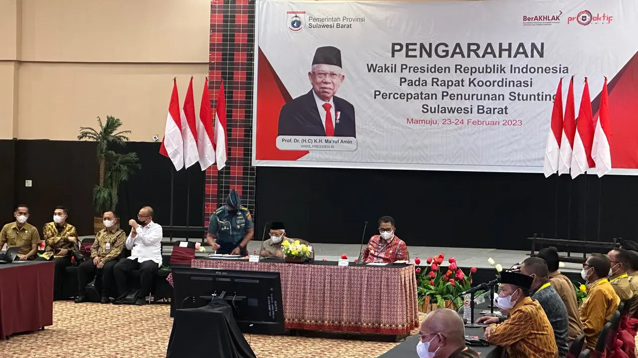 Wakil Presiden (Wapres) Ma’ruf Amin memimpin langsung Rapat Koordinasi Percepatan Penurunan Stunting di Sulawesi Barat.