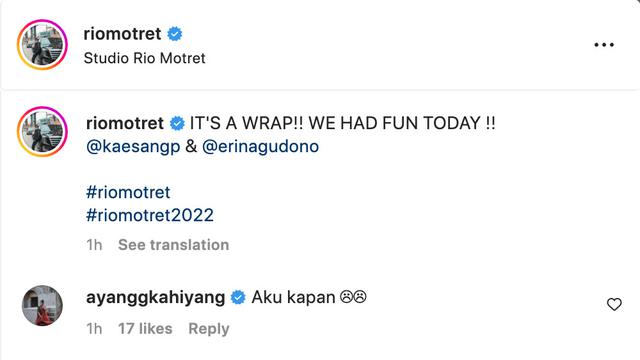 Unggahan Rio Motret soal pemotretan bareng Kaesang Pangarep dan Erina Gudono. (Foto: Dok. Instagram @riomotret)