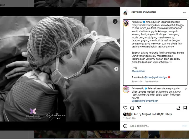 Lesty Kejora melahirkan anak ke-2 berjenis kelamin perempuan, Rizky Billar ungkap rasa haru