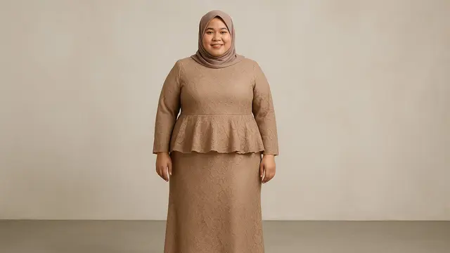 Model Dress Brokat untuk Orang Gemuk dan Pendek Berhijab/Ilustrasi gambar AI