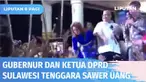 Viral! Gubernur Sulawesi Tenggara, Alimazi dan Ketua DPRD Sulawesi Tenggara, Abdurahman Saleh sawer uang di atas panggung. Nampak juga Bupati Buton Utara, Ridwan Zakariah asyik berjoget dengan biduan tanpa prokes.
