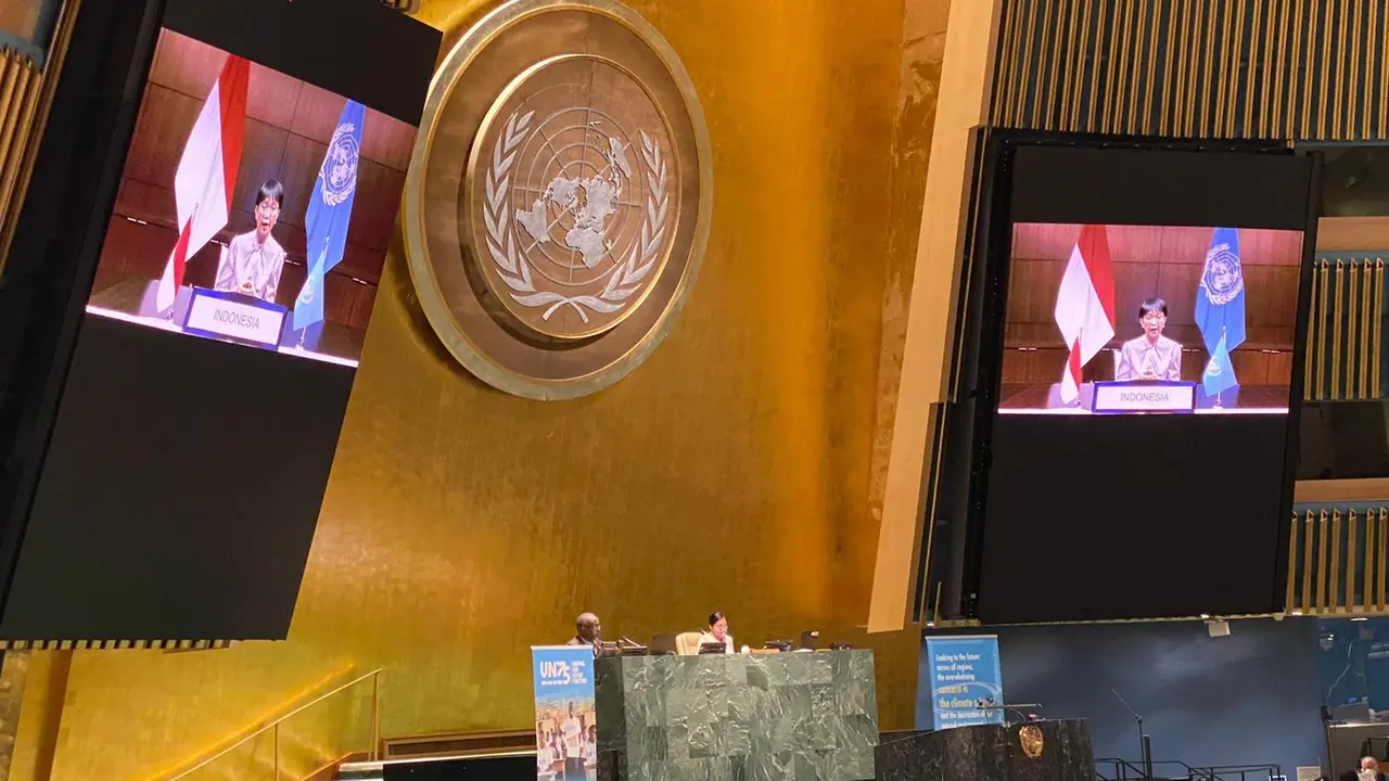 Menlu Retno Marsudi dalam Sidang Majelis Umum (SMU) PBB ke-75 secara virtual.