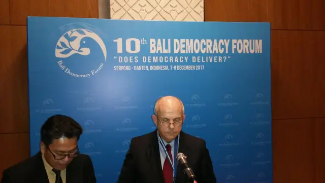 Duta Besar Amerika Serikat untuk Indonesia, Joseph Donovan usai memenuhi panggilan Menteri Luar Negeri RI Retno Marsudi (Rizki Akbar Hasan/Liputan6.com)